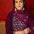 Wine embroidered roman anarkali kurta pant & banarasi jacquard dupatta set