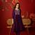 Wine embroidered roman anarkali kurta pant & banarasi jacquard dupatta set