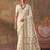 White soft silk blend printed work saree with blouse