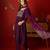 Wine embroidered roman anarkali kurta pant & banarasi jacquard dupatta set