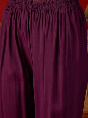 Wine embroidered roman anarkali kurta pant & banarasi jacquard dupatta set 7