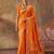 Orange soft silk blend printed work saree with blouse