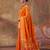 Orange soft silk blend printed work saree with blouse