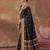 Black soft silk blend printed work saree with blouse