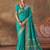 Green soft silk blend printed work saree with blouse