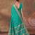 Green soft silk blend printed work saree with blouse