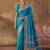 Blue soft silk blend printed work saree with blouse