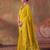 Yellow soft silk blend printed work saree with blouse