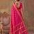 Pink soft silk blend printed work saree with blouse
