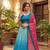 Teal Blue color sequins thread work Chinon silk blend lehnga Choli Set