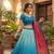 Teal Blue color sequins thread work Chinon silk blend lehnga Choli Set