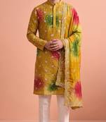 Men rangoli beads & thread work kurta set