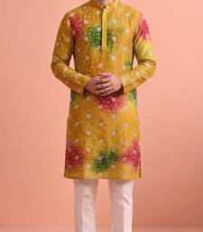 Men rangoli beads & thread work kurta set
