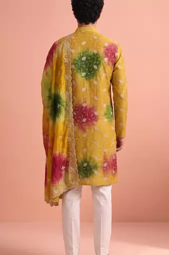 Men rangoli beads & thread work kurta set