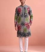 Men rangoli beads & thread work kurta set