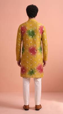 Men rangoli beads & thread work kurta set 4