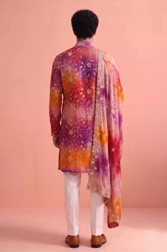 Men rangoli beads & thread work kurta set