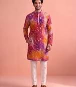 Men rangoli beads & thread work kurta set