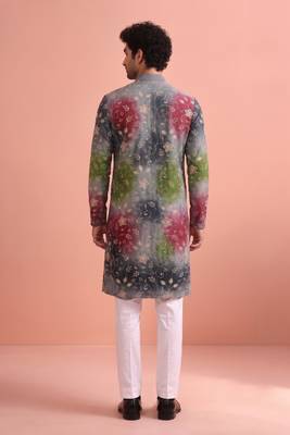 Men rangoli beads & thread work kurta set 4