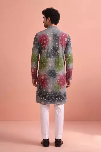 Men rangoli beads & thread work kurta set