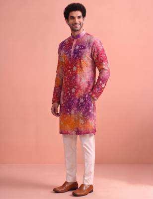 Men rangoli beads & thread work kurta set 2