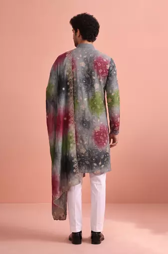 Men rangoli beads & thread work kurta set