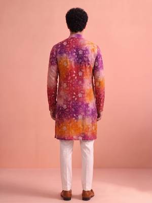 Men rangoli beads & thread work kurta set 4