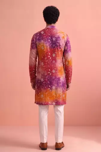 Men rangoli beads & thread work kurta set