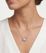 925 Sterling Silver CZ Floral Heart Pendant Necklace Set  for Women