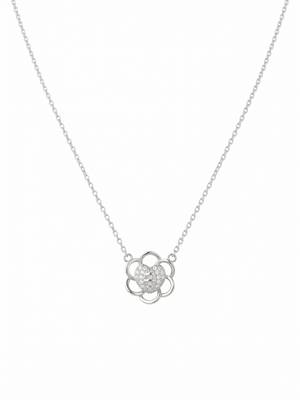925 Sterling Silver CZ Floral Heart Pendant Necklace Set  for Women 2