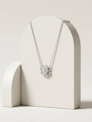 925 Sterling Silver CZ Floral Heart Pendant Necklace Set  for Women 3