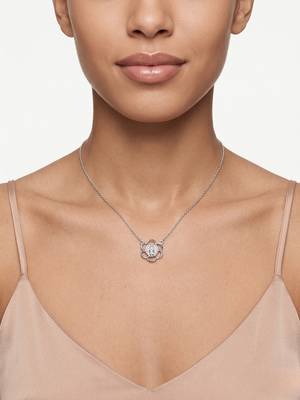925 Sterling Silver CZ Floral Heart Pendant Necklace Set  for Women 5