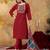  maroon  cotton straight kurti suit set with printed dupatta