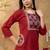  maroon  cotton straight kurti suit set with printed dupatta