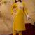 Premium mustard dhabu cotton straight kurti suit set with printed dupatta
