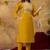 Premium mustard dhabu cotton straight kurti suit set with printed dupatta