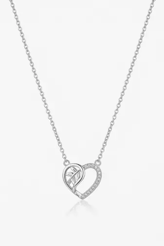 925 Sterling Silver Tree of Life CZ Heart Pendant Necklace for Women