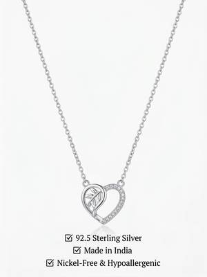 925 Sterling Silver Tree of Life CZ Heart Pendant Necklace for Women 5