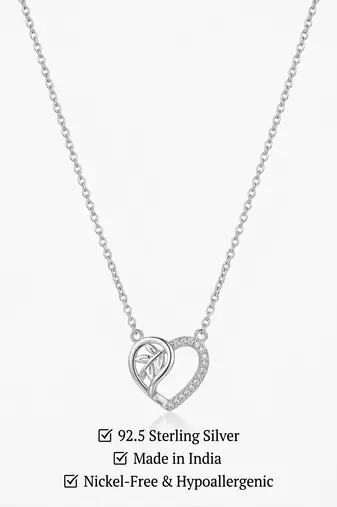 925 Sterling Silver Tree of Life CZ Heart Pendant Necklace for Women