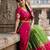 Beautiful South Indian Style Semi-Stitched Half Saree with Embroidery Work Blouse and Dupatta for Women