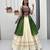 Green Khadi Cotton Mirror Work Navratri Wear Readymade Lehenga Choli