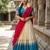 Beautiful South Indian Style Semi-Stitched Half Saree with Embroidery Work Blouse and Dupatta for Women