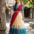 Beautiful South Indian Style Semi-Stitched Half Saree with Embroidery Work Blouse and Dupatta for Women