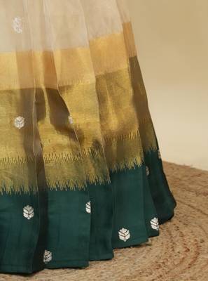 Beautiful South Indian Style Semi-Stitched Half Saree with  Blouse and Hand Work Dupatta for Women 4