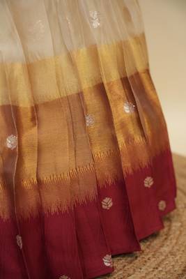 Beautiful South Indian Style Semi-Stitched Half Saree with  Blouse and Hand Work Dupatta for Women 4