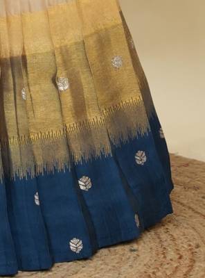 Beautiful South Indian Style Semi-Stitched Half Saree with  Blouse and Hand Work Dupatta for Women 4
