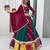 Women's Multicolor Navratri Chaniya Choli Set with Embroidered Patchwork Lehenga & Magenta Dupatta
