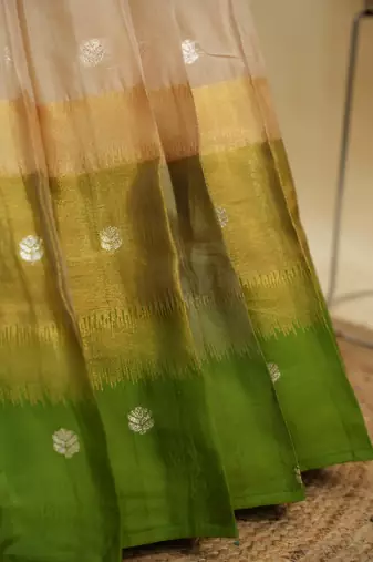 Beautiful South Indian Style Semi-Stitched Half Saree with  Blouse and Hand Work Dupatta for Women