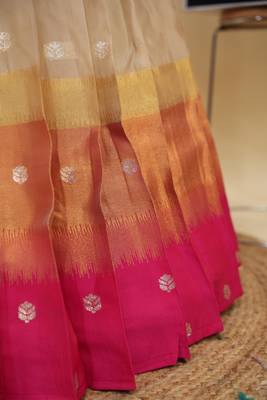 Beautiful South Indian Style Semi-Stitched Half Saree with  Blouse and Hand Work Dupatta for Women 4