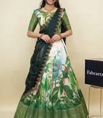 Beautiful South Indian Style Semi-Stitched Half Saree with Blouse and Dupatta for Women